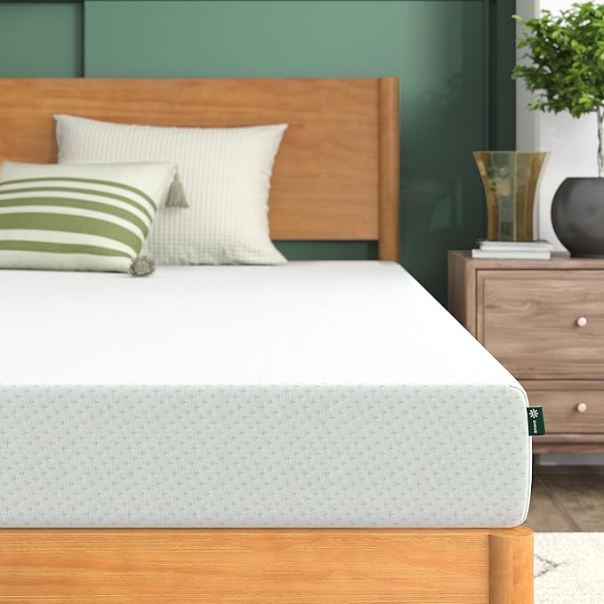 Zinus 6 Inch Green Tea Memory Foam Mattress, Twin, Fiberglass Free, Patented Custom Contour Support, Sturdy Base Foam, CertiPUR-US Certified, Mattress in A Box, White