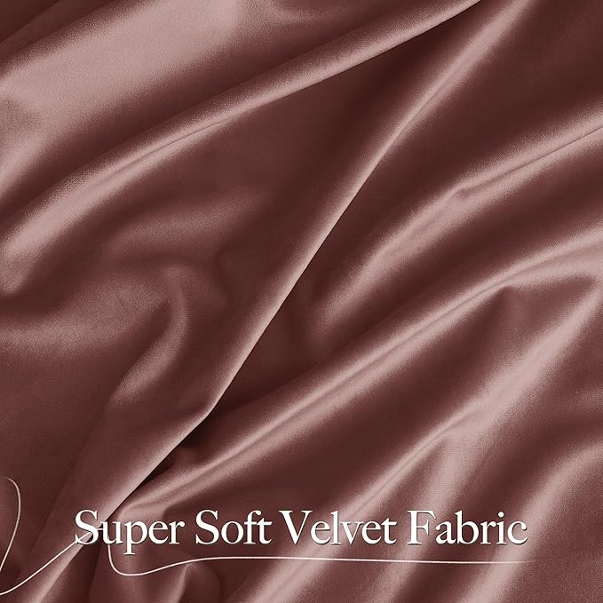 NICETOWN Wild Rose Velvet Curtains, Rod Pocket Velvet Drapes, Media Movie Theater Room Decor for Living Room, Super Soft Luxury Velvet Room Darkening Drapes for Home Decor (1 Pair, W52 x L84 inches)
