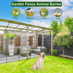 5 Panel No Dig Decorative Garden Fence with Gate - 48in H x 11.6 ft L, Tall Animal Barrier for Dogs Rabbits, Rustproof Metal Wire Panels for Yard, Patio, and Outdoor Border Use