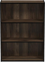 Furinno PASIR Book Shelf, 3-Tier Bookshelf, Storage Shelves Bookcase, 9.7 x 23.7 x 31.5, for Living Room, Bedroom, Home Office, Columbia Walnut