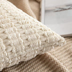 MIULEE Pack of 2 Corduroy Decorative Euro Sham Throw Pillow Covers 22x22 Inch Soft Boho Striped Pillow Covers Modern Farmhouse Home Decor for Sofa Living Room Couch Bed Cream White