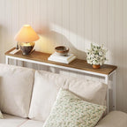HOOBRO Narrow Console Table with Power Outlets, 44.9 Inches Sofa Table, Slim Behind Couch Table, Entryway Table with Display Shelf, for Living Room, Foyer, Hallway, Walnut and White WH114UXG01