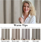 H.VERSAILTEX Linen Curtains 100% Blackout Curtains for Bedroom 90 inch Long Full Light Blocking Nature Linen Blended Window Curtains for Living Room Nickel Grommet (2 Panels, Stone)
