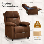 Recliner Chair, Reading Chair for Adults with Side Pockets, Recliners with Padded Deep Seat, Small Recliners for Small Spaces, Linen Fabric Comfy Chair for Bedroom, Living Room, and RV