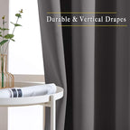 NICETOWN Blackout Grey Curtains 84 inches Long, Grommet Room Darkening Thermal Insulated Sound Dampening Window Treatments for Bedroom/Home Office, 2 Panels, W46 x L84