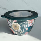 S'well Stainless Steel Salad Bowl Kit 64oz, Midnight Botanical, Comes with 2oz Mini Canister and Removable Tray for Organization, Leakproof, Easy to Clean, Dishwasher Safe