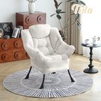 Tiita Lazy Chair, Beige Modern Large Accent Armchair, Comfy Leisure Sofa Reading Chair for Bedroom, Living Room, Dorm Rooms, Garden and Courtyard, Beige