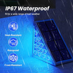 NIORSUN Solar Step Lights,16 Pack Blue LED Outdoor Step Lights, Stair Lights Outdoor for Patio, Fence, Yard, Walkway, Solar Powered Auto On/Off, IP67 Waterproof, Easy Install
