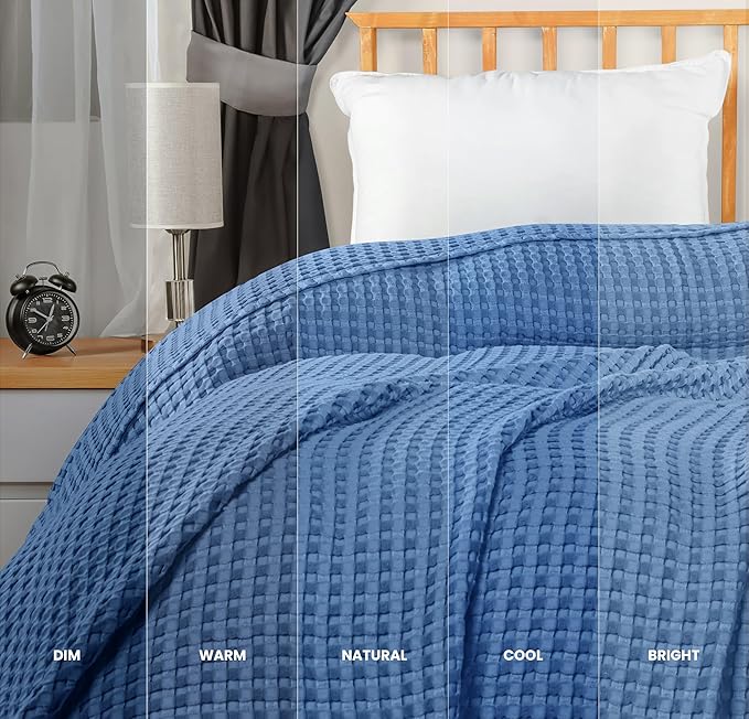Utopia Bedding Wedgewood 100% Cotton Waffle Blanket 300 GSM [Queen - 90x90 Inch] Soft Lightweight Breathable Bed Blanket for All Season