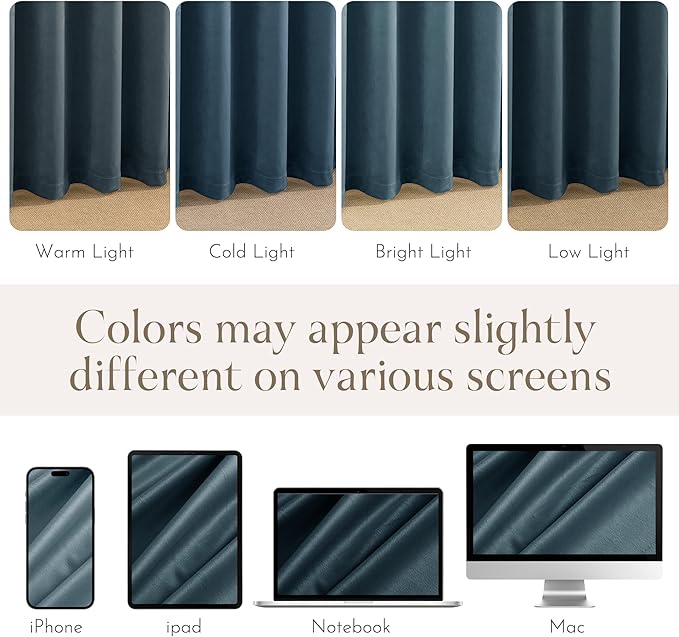 NICETOWN Slate Blue Blackout Velvet Curtains for Bedroom 2 Panels, 52 x 96 Soft Blue for Relax Thermal Insulated Drapes for Living Room, Extra Long Privacy Protection Window Treatment
