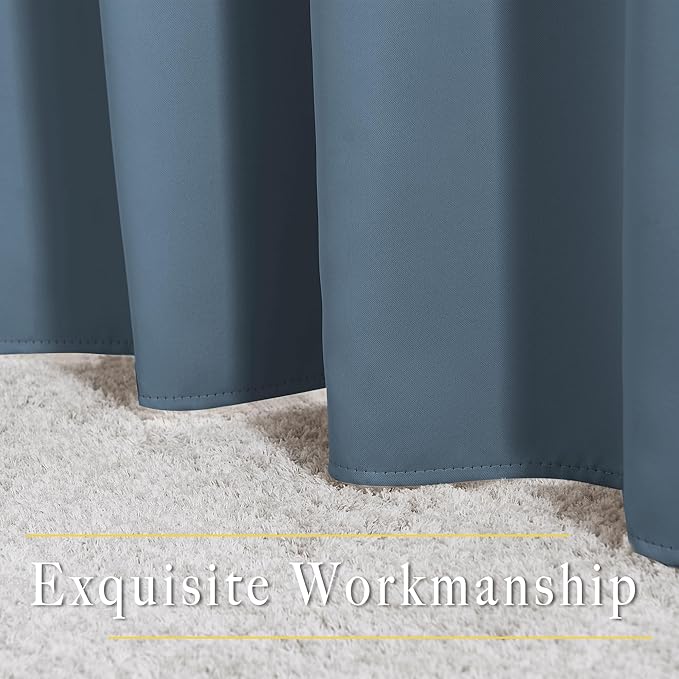 NICETOWN Smoky Blue Doorway Curtains 78 inches Long, Grommet Privacy Door Curtains Room Darkening Thermal Window Treatments for Bedroom/Living Room, 2 Panels, W52 x L78