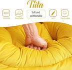 Tiita Lazy Chair with Ottoman, Yellow Modern Large Accent Armchair, Comfy Leisure Sofa Reading Chair with Footrest for Bedroom, Living Room, Dorm Rooms, Garden, Velvet Yellow
