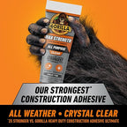 Gorilla Max Strength Construction Adhesive, Clear Glue, 7 Ounce Squeeze Tube (Pack of 1) - Gap Filling and Waterproof