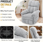 Recliner Chair, Swivel Rocker Recliner Chair for Adults, Small Recliners for Small Spaces, Manual Recliner Chair with Side Pockets, Nursery Rocking Chair for Living Room, Chenille, Silver Grey