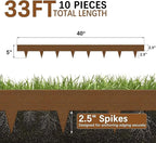 Worth Garden 10-Pack Corten Steel Landscape Lawn Edging - 5in H. (2.5" Above Ground + 2.5" Spikes) Rust Patina Bendable Metal Strips - Hammer-in Border w/ 11 Clips - Yard Pathway Divider (33Ft Total)