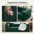 78.8" Convertible Sofa Bed,Corduroy Futon Couch with Storage Pocket,Folding Pull Out Futon Sofa,No Assembly Boneless Couch for Living Room, Emerald Green | Convertible Sofa Bed, Boneless Couch, sofa for living room, sleeper sofa, modular sofa