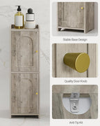 Bathroom Storage Cabinet, Small Corner Floor Cabinet with 2 Doors and Adjustable Shelf, Narrow Toilet Paper Cabinets, Bathroom Organizer for Small Spaces, 7.9" D x 9.8" W x 29.5" H Greige