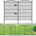 12 Panel Garden Fence with Gate - 36in H x 24.9ft L, No Dig Rustproof Metal Tall Animal Barrier for Dogs Rabbits, Decorative Outdoor Border for Yard, Patio, and Flower Beds
