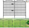 No Dig Decorative Garden Fence 6 Panel with Gate - 36in H x 12ft L, Tall Animal Barrier for Dogs Rabbits, Rustproof Metal Wire Panels for Yard, Patio, and Outdoor Border Use