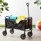 Amazon Basics Collapsible Heavy Duty Utility Wagon for Outdoor Sports, Camping, Garden, and Shopping, 265 Pounds Capacity, 27.6 x 40.9 x 20 inches, Black