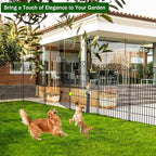 12 Panel No Dig Decorative Garden Fence with Gate - 42in H x 26.5 ft L, Tall Animal Barrier for Dogs Rabbits, Rustproof Metal Wire Panels for Yard, Patio, and Outdoor Border Use