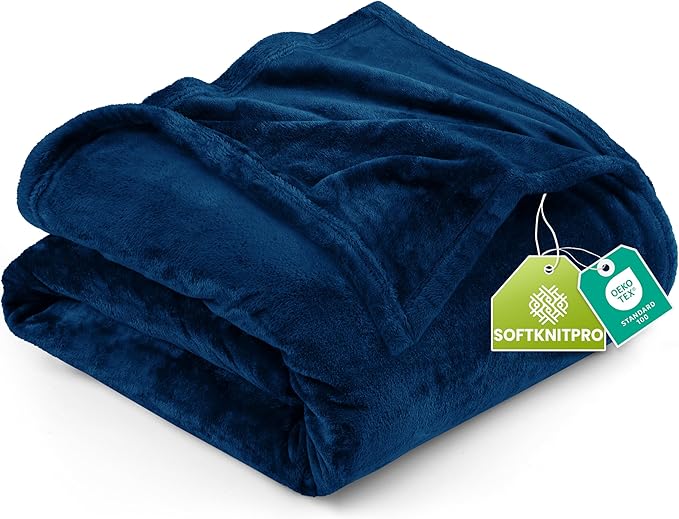 Utopia Bedding Fleece Blanket Full Size Navy 300GSM Luxury Fuzzy Soft Anti-Static Microfiber Bed Blanket (90x84 Inch)