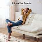 Pipishell Futon Sofa Bed, 66 Inch Corduroy Futon Couch Convertible with Adjustable Backrest and Armrests, Recliner Sleeper Sofa for Small Spaces, Living Room, Office, Guest Room (White, 66 Inch)