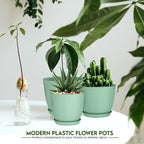 Utopia Home - Plant Pots Indoor with Drainage - 7/6.6/6/5.3/4.8 Inches Home Decor Flower Pots - Plastic Planters for Indoor Plants, Cactus, Succulents Pot (Mint, Pack of 10)