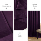 NICETOWN Blackout Purple Gothic Velvet Curtains 96 inch Long, Dark Purple - Rod Pocket Drapes Soft Window Treatments for Bedroom and Living Room(2 Panels, 52" Wide)