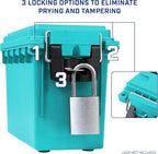 Sheffield 12633 Ammo Storage Box, Stackable .30 Cal Field Boxes, Water and Dust Resistant, Lockable Storage Box with Handle, Secures Hunting Gear, Supplies, and Bullets, Made in USA, Teal, 1-Pack
