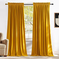 NICETOWN Yellowish Gold Velvet Curtains 108 inches Long, Bedroom Velvet Window Drapes, Luxury Curtains Home Decoration Thick Drapes for Dining Room (1 Pair, 52 Wide)
