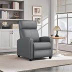 Yaheetech Recliner Chair PU Leather Recliner Sofa Home Theater Seating with Lumbar Support Overstuffed High-Density Sponge Push Silver Gray Recliners