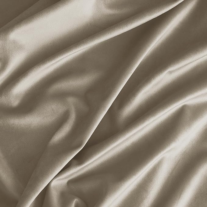 NICETOWN Camel Velvet Curtains 84 Inch Long 62 Wide, Rod Pocket Room Darkening Window Treatment for Living Room Farmhouse Style Drapes for Sliding Door