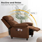Recliner Chair, Reading Chair for Adults with Side Pockets, Recliners with Padded Deep Seat, Small Recliners for Small Spaces, Linen Fabric Comfy Chair for Bedroom, Living Room, and RV