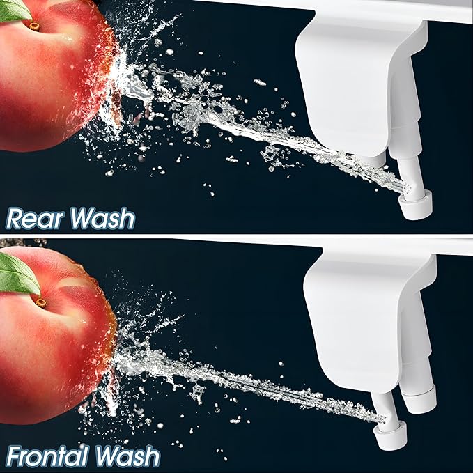 BIGCOW Ultra-Slim Bidet Attachment for Toilet - Dual Nozzle (Frontal & Rear Wash) with Adjustable Cold Water Pressure and Stainless Steel Inlet - Hygienic Solution for Fresh Cleanliness, Silver 2 Pcs