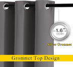 NICETOWN Blackout Grey Window Treatments 84 inch Long, Grommet Top Room Darkening Thermal Insulated Solid Vertical Curtains & Drapes for Bedroom/Kid Room, 2 Panels, W40 x L84