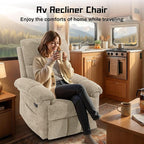 Recliner Chair, Swivel Rocker Recliner Chair for Adults, Small Recliners for Small Spaces, Manual Recliner with Side Pockets, Upholstered Nursery Rocking Chair for Living Room, Chenille, Khaki