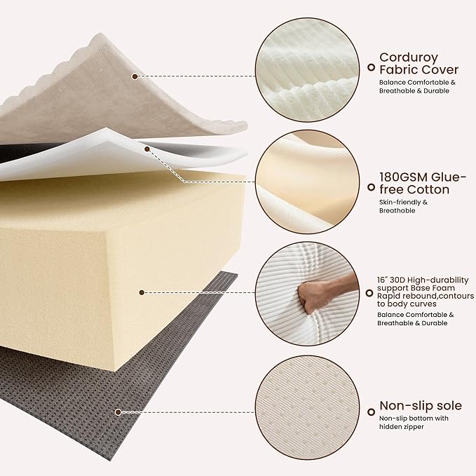 106" Cloud Sectional Boneless Couches for Living Room, Modular L Shaped Couch with Deep Seat Oversized Right Facing Chaise, Memory Foam Compressed Spineless 3 Seater Sofa for Apartment, Beige