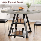 Round Dining Table for 4,Kitchen Dining Room Circle Dinner Pedestal Table,Space Saving Wood Kitchen & Dining Room Furniture (Grey, 47In)