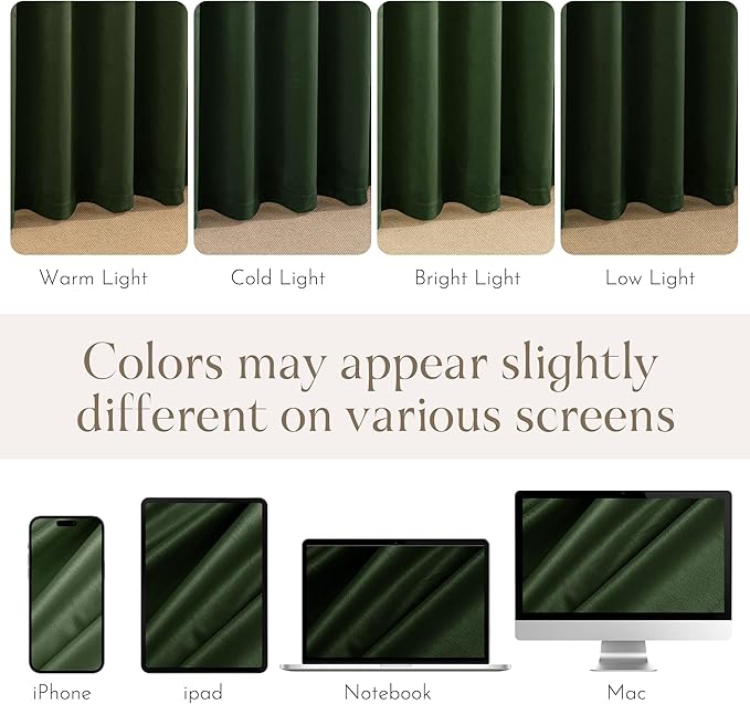 NICETOWN Olive Green Velvet Blackout Curtains 98 inch Long - Room Darkening Drapes, Super Soft Luxury Window Treatments for Bedroom and Living Room, 52" Wide Each Panel, 2 Panels