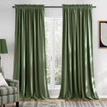 NICETOWN Sage Green Blackout Curtains 72 inches Long 2 Panels (62-inch Wide), Farmhouse and Sleek Velvet Drapes and Curtains for Doorway, Patio Sliding Door, Office, Dorm