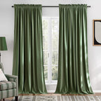 NICETOWN Sage Green Blackout Curtains 72 inches Long 2 Panels (62-inch Wide), Farmhouse and Sleek Velvet Drapes and Curtains for Doorway, Patio Sliding Door, Office, Dorm