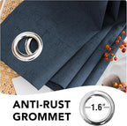 H.VERSAILTEX Linen Blackout Curtains Durable Thick Textured Linen Look 100% Blackout Patio Door Curtain Anti Rust Grommet Extra Wide Sliding Door Curtain Panel, 100 inch W X 108 inch L - Navy