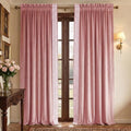 NICETOWN Rod Pocket Embroidered Trim Velvet Curtains, 2 Panels, Blush Pink, 96 Inch Long Velvet Blackout Curtains Luxury Elegant Soft Drapes, Winter Thermal Window Treatments Classical Home Decor