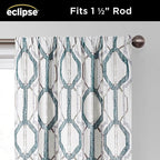 Eclipse Kendall Modern Blackout Thermal Rod Pocket Window Curtain, Insulating & Noise Reducing Curtains for Bedroom or Living Room (1 Panel), 63 in Long x 42 in Wide, Blue