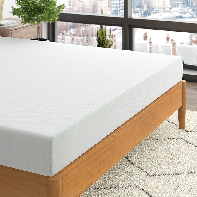 Zinus 6 Inch Green Tea Memory Foam Mattress, King, Fiberglass Free, Patented Custom Contour Support, Sturdy Base Foam, CertiPUR-US Certified, Mattress in A Box, White