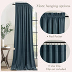 NICETOWN Slate Blue Blackout Velvet Curtains for Bedroom 2 Panels, 52 x 96 Soft Blue for Relax Thermal Insulated Drapes for Living Room, Extra Long Privacy Protection Window Treatment