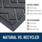 OLANLY Front Door Mat Indoor Outdoor Entrance, Waterproof All-Season, All-Weather Doormat, Sturdy Natural Rubber, Low Profile, Easy Clean Patio Porch Entryway Mat, Herringbone Brick (Grey, 59x23)