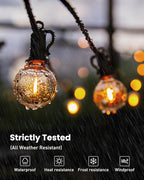 Brightown 209FT LED Outdoor String Lights - Patio Lights with 100 Shatterproof Clear Dimmable Edison Bulbs, Waterproof Connectable Hanging Light for Outside Backyard Porch Party Christmas Decoration