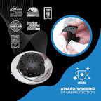 TubShroom Ultra Stainless Steel Drain Protector, Hair Catcher Strainer for Bathroom Tub and Shower, Matte Black, 1-Pack